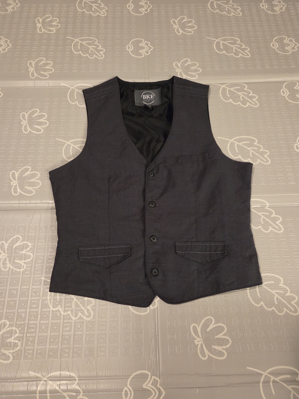BKE Men's Charcoal Gray Four Button-Front Vest Size Large